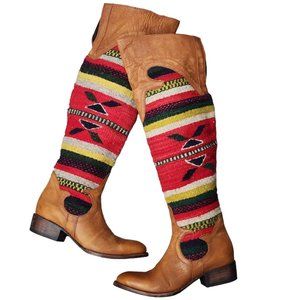 FREEBIRD BY STEVEN CABAL CABALLERO WOOL BLANKET OTK OVER THE KNEE BOOTS SUN